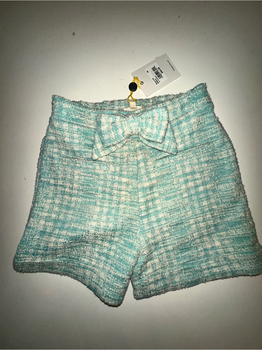 Macy's Finding FoxTrot Mint Tweed High-Rise Bow-Front Shorts Girls Size 7